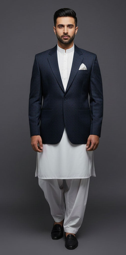 Dark Navy Embroidered Waistcoat