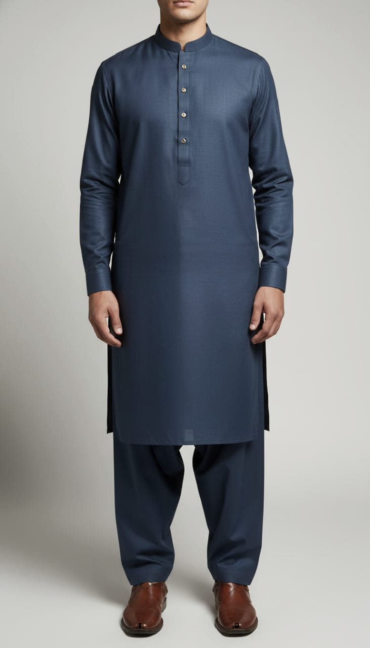 Stitched Shalwar Kameez Germany Swiss (Navy Blue)