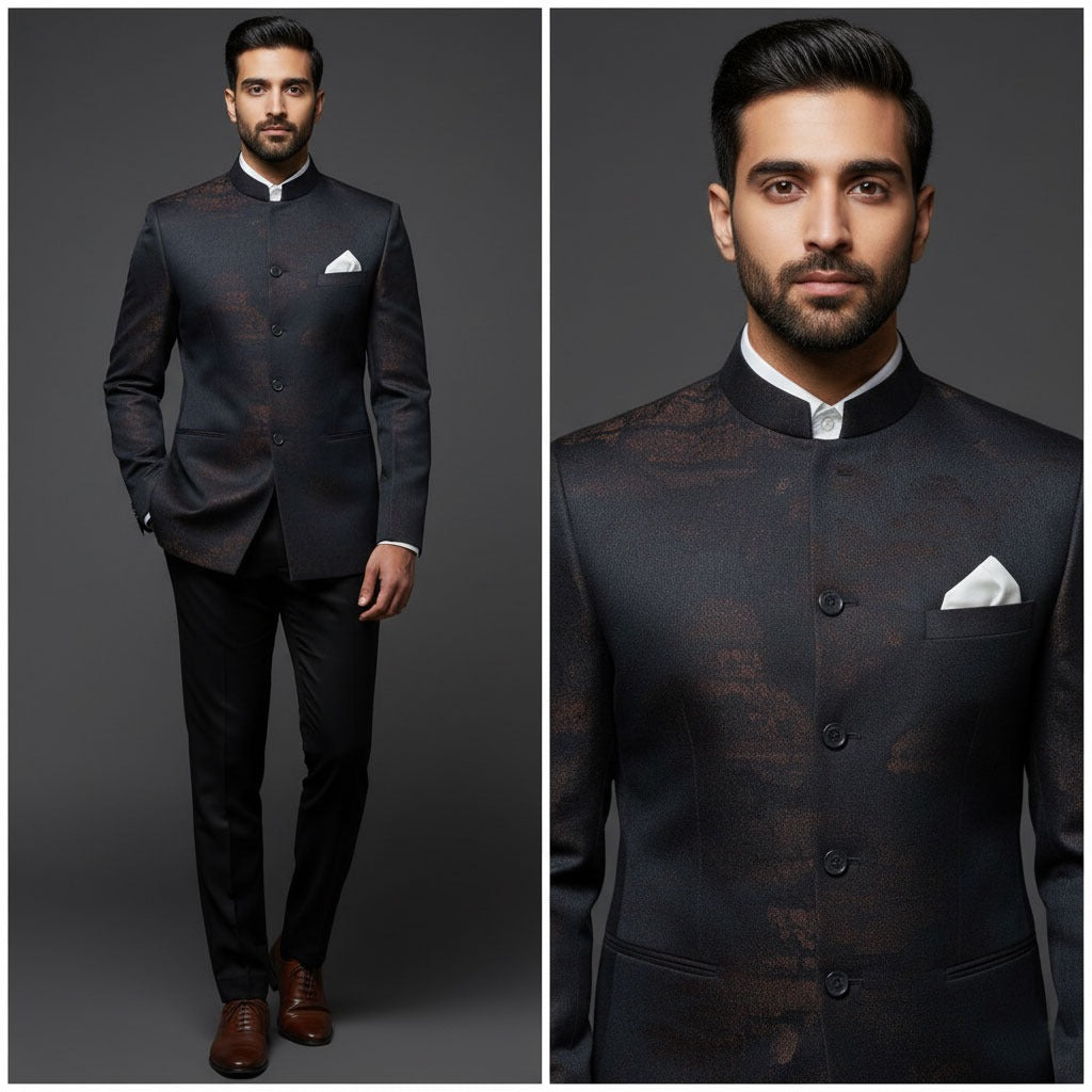 Black Embroidered Prince Coat