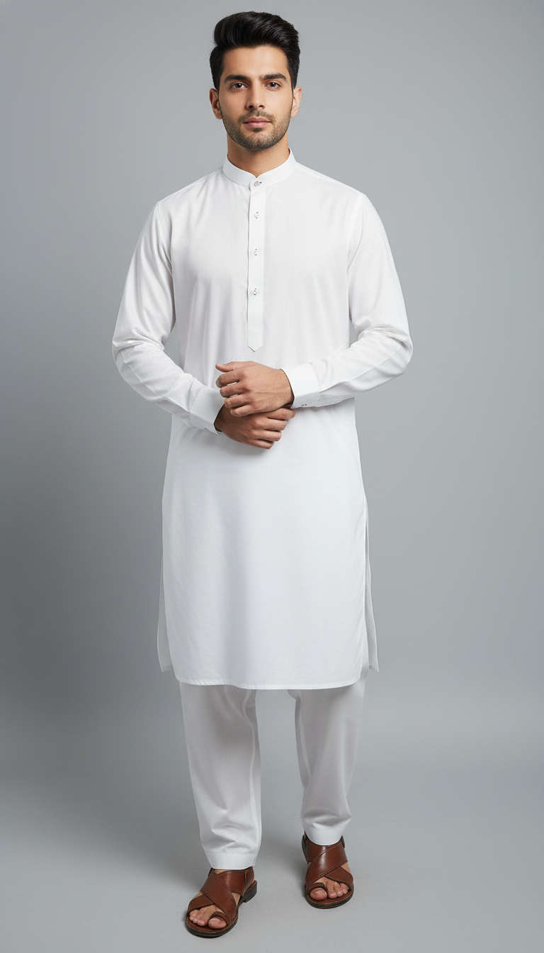 Stitched Shalwar Kameez Platinium Gold (Off White)
