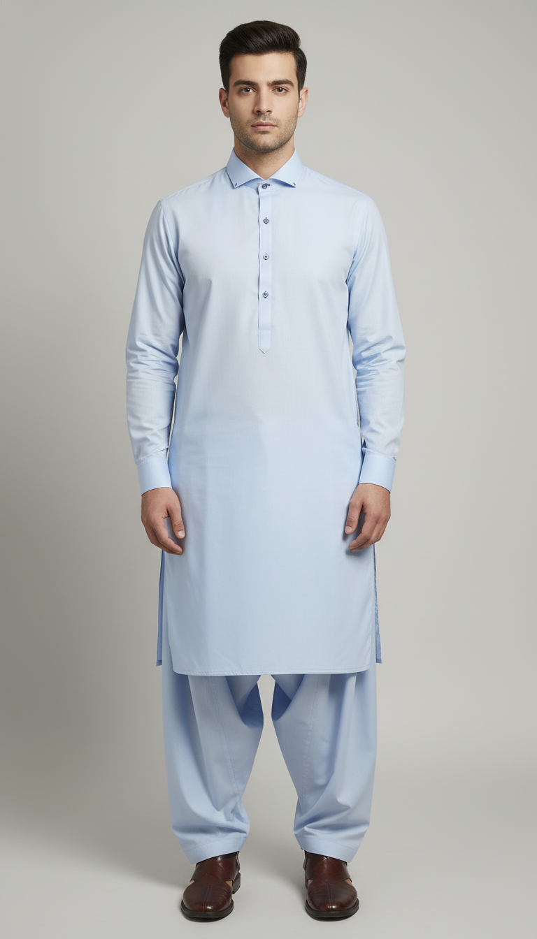 Stitched Shalwar Kameez Royal Gold (Sky Blue)