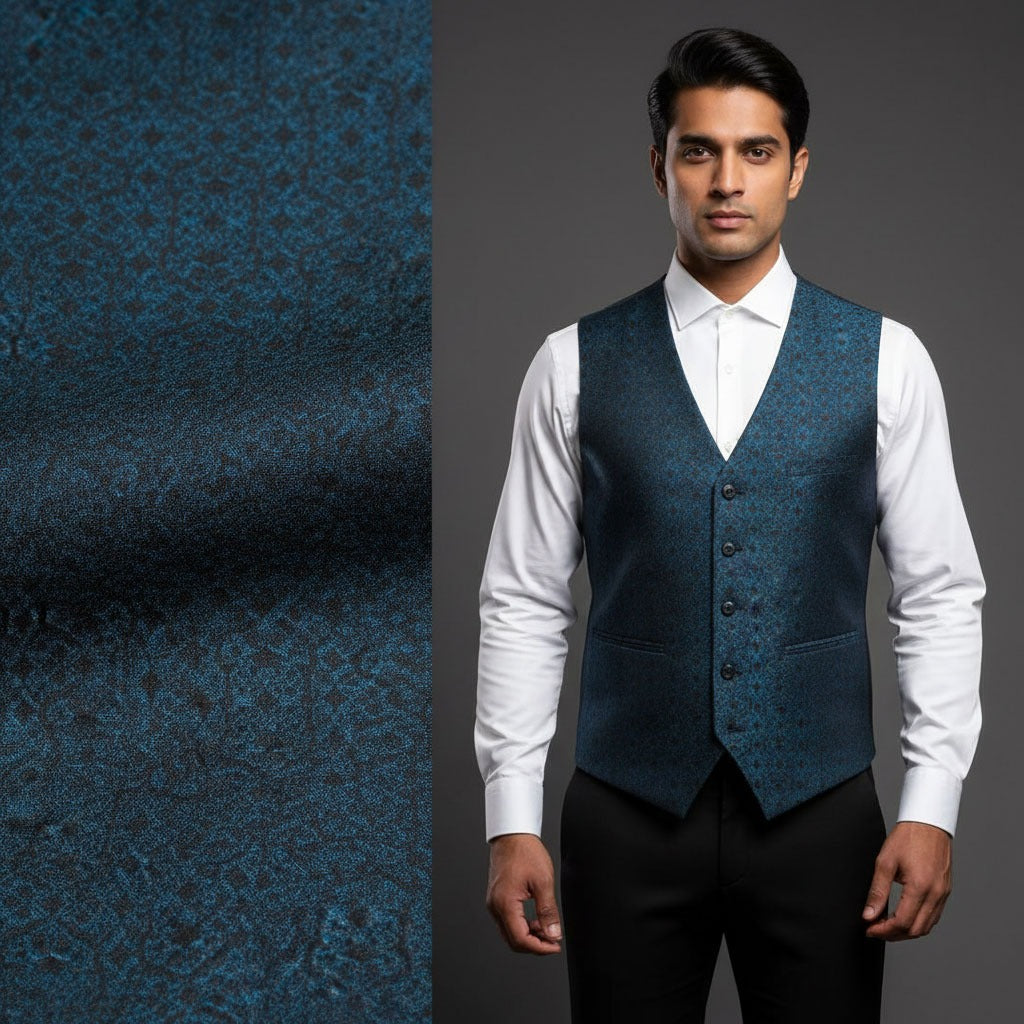Sea Green Embroidered Waistcoat